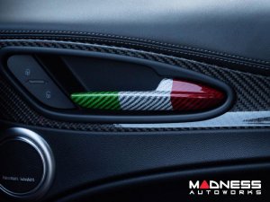 Alfa Romeo Stelvio Interior Door Handle Trim Set - Carbon Fiber - Italian Theme